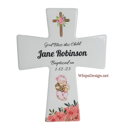 Baptism Gift Girl, First Communion Cross, Christian Nursery, Baptism Cross for Girl, Birth Cross