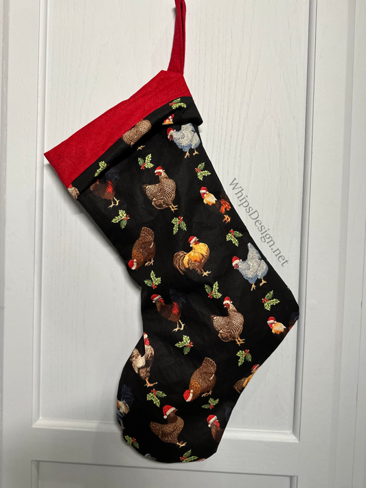 Chicken Stocking, Rooster Stocking, Chicken Christmas, Chicken Gift, Farmhouse Stocking, Christmas Chicken, Farm Christmas