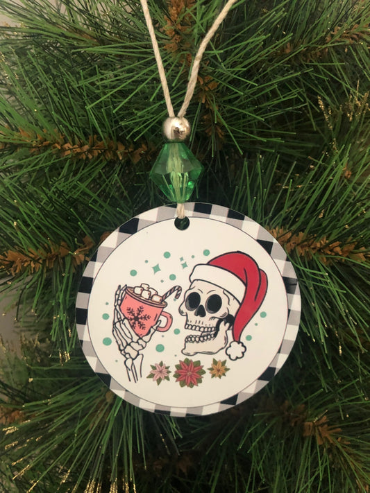 Skull ornament, halloween ornament, christmas skull, funny skull ornament