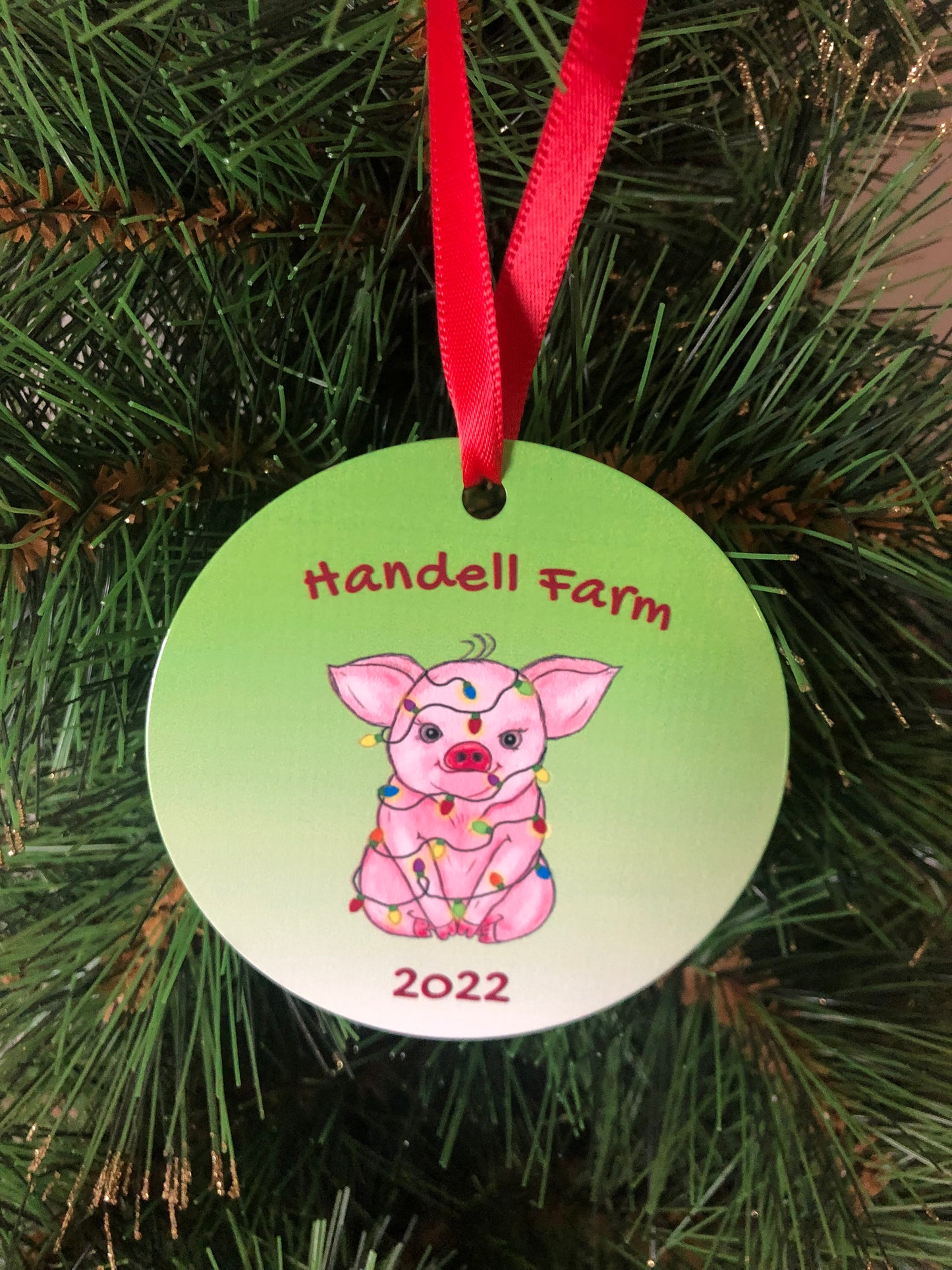 Pig ornament, farm ornament, pig lover gift, farmer ornament, piggy gift, farm name ornament, ranch gift