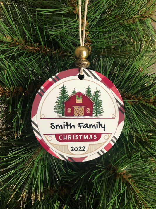 last name ornament, first home gift, family name gift, 2022 family gift, new home gift, name ornament, name farmhouse ornament