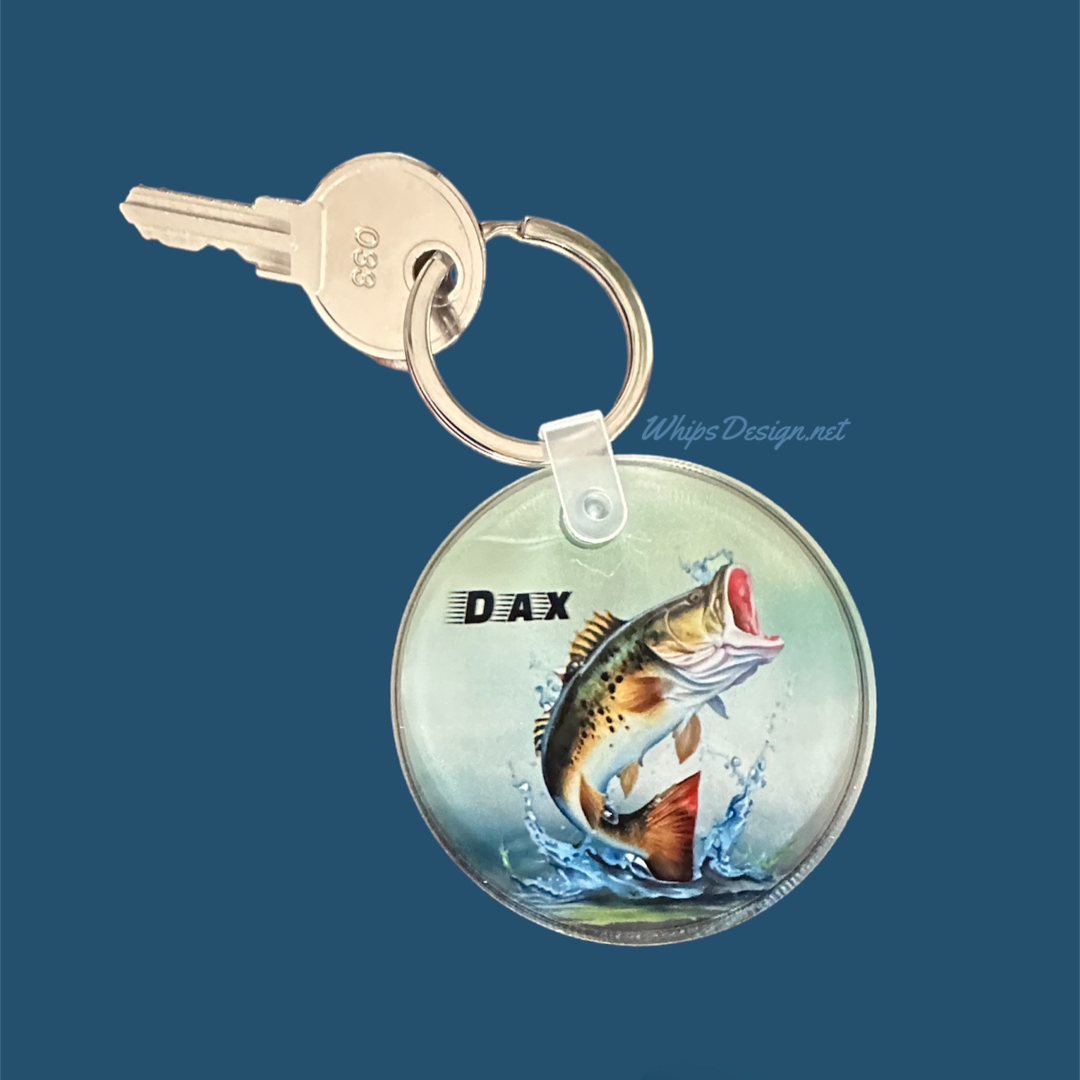 WhipsDesign Bass Fish Keychain, Bass Fishing Gift, Unique Camping Gift, RV Gift, Fishing Birthday, Funny Fathers Day