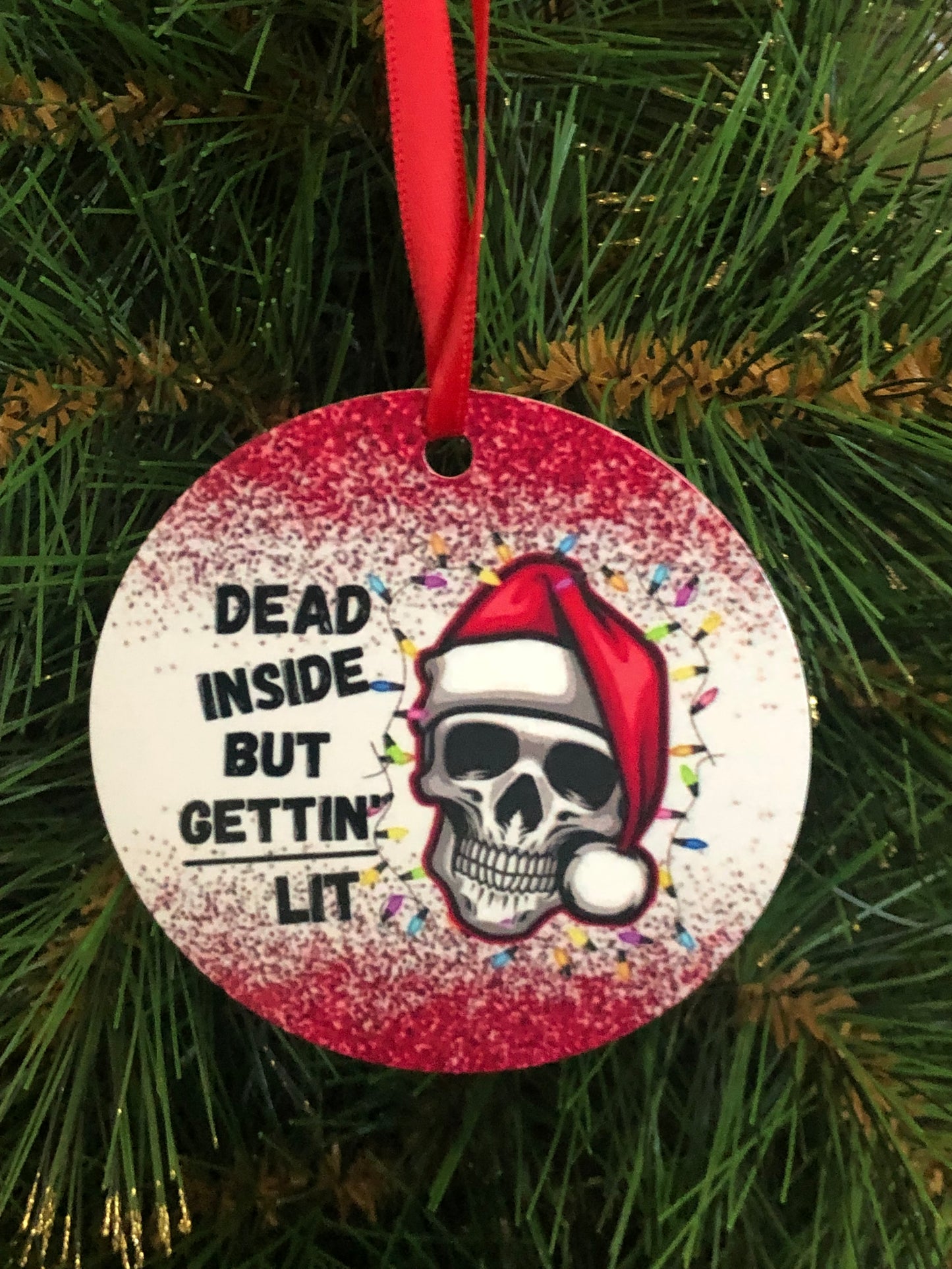 Skull ornament, halloween ornament, funny ornament, Skelton ornament, gothic christmas, gothic xmas, gothic gift, get lit, wicked gift