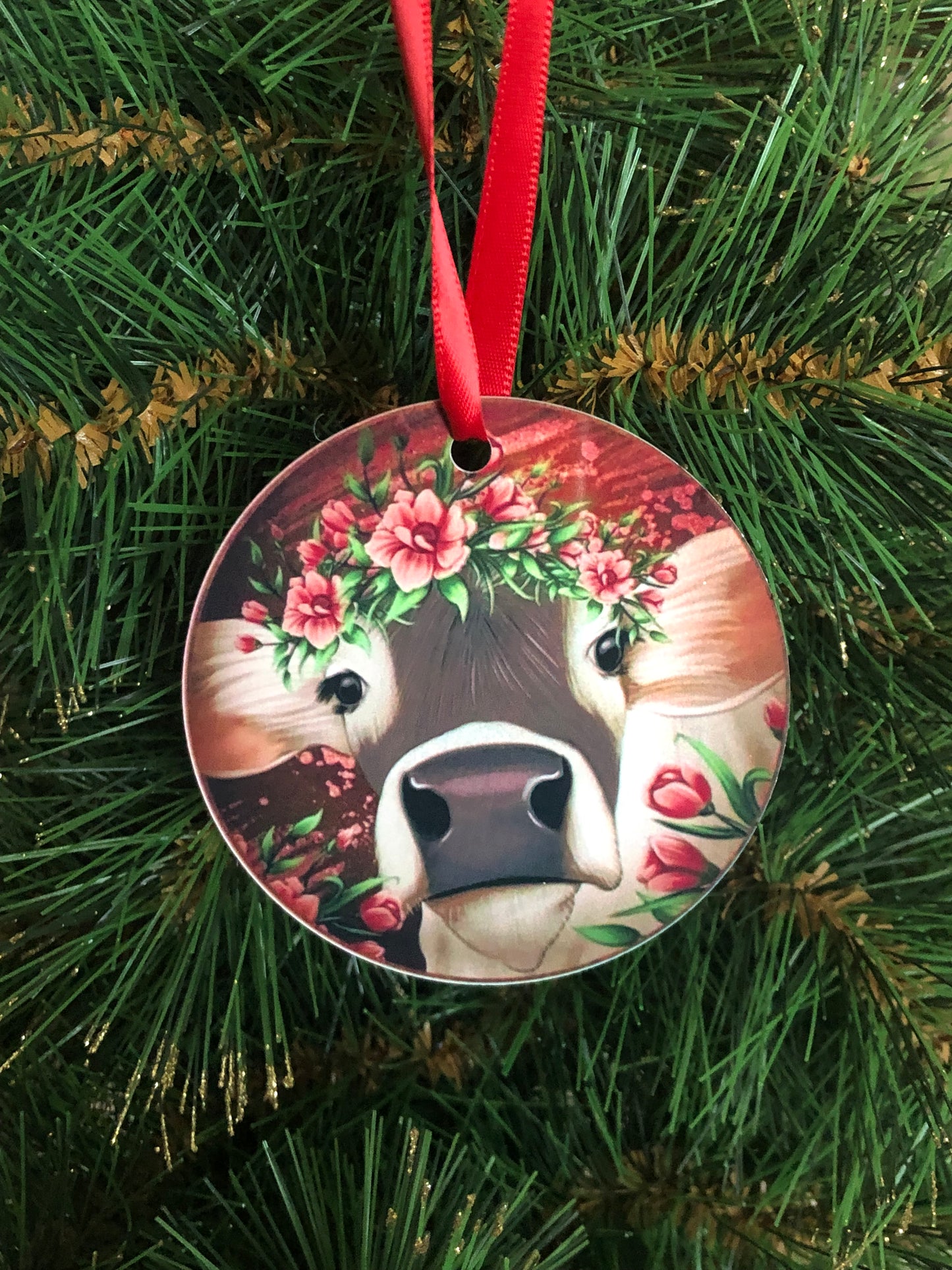 cow face ornament, cow ornament, farm ornament, nativity ornament, farmer gift, farm gift, manger, barn gift, cow Christmas