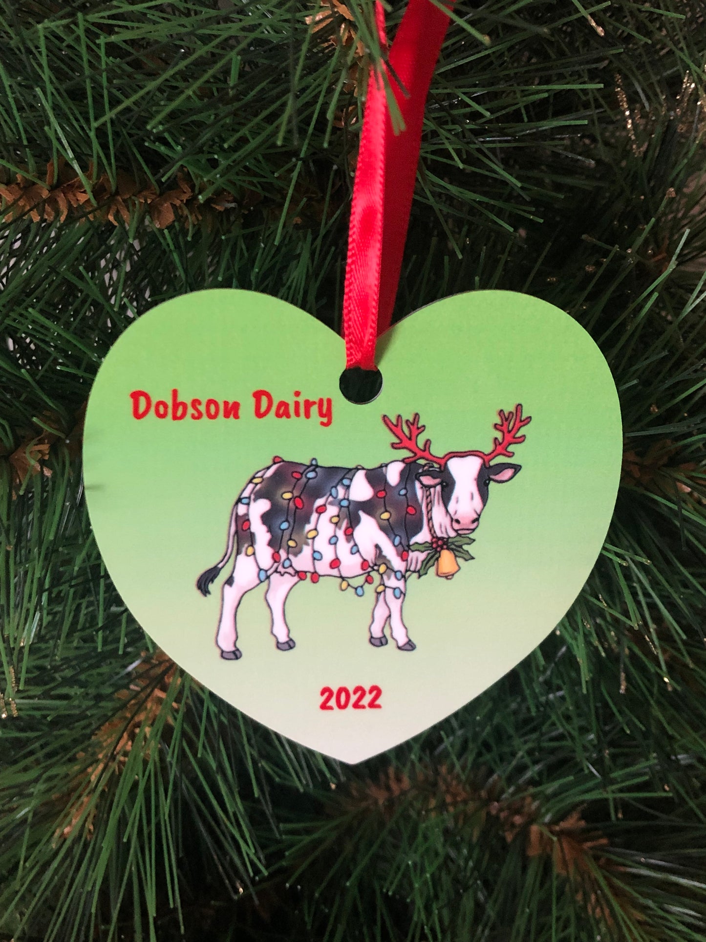 cow ornament, cow christmas, barn ornament, last name ornament, gift for farmer, cow decor, farm ornament, farm gifts, ranch gift