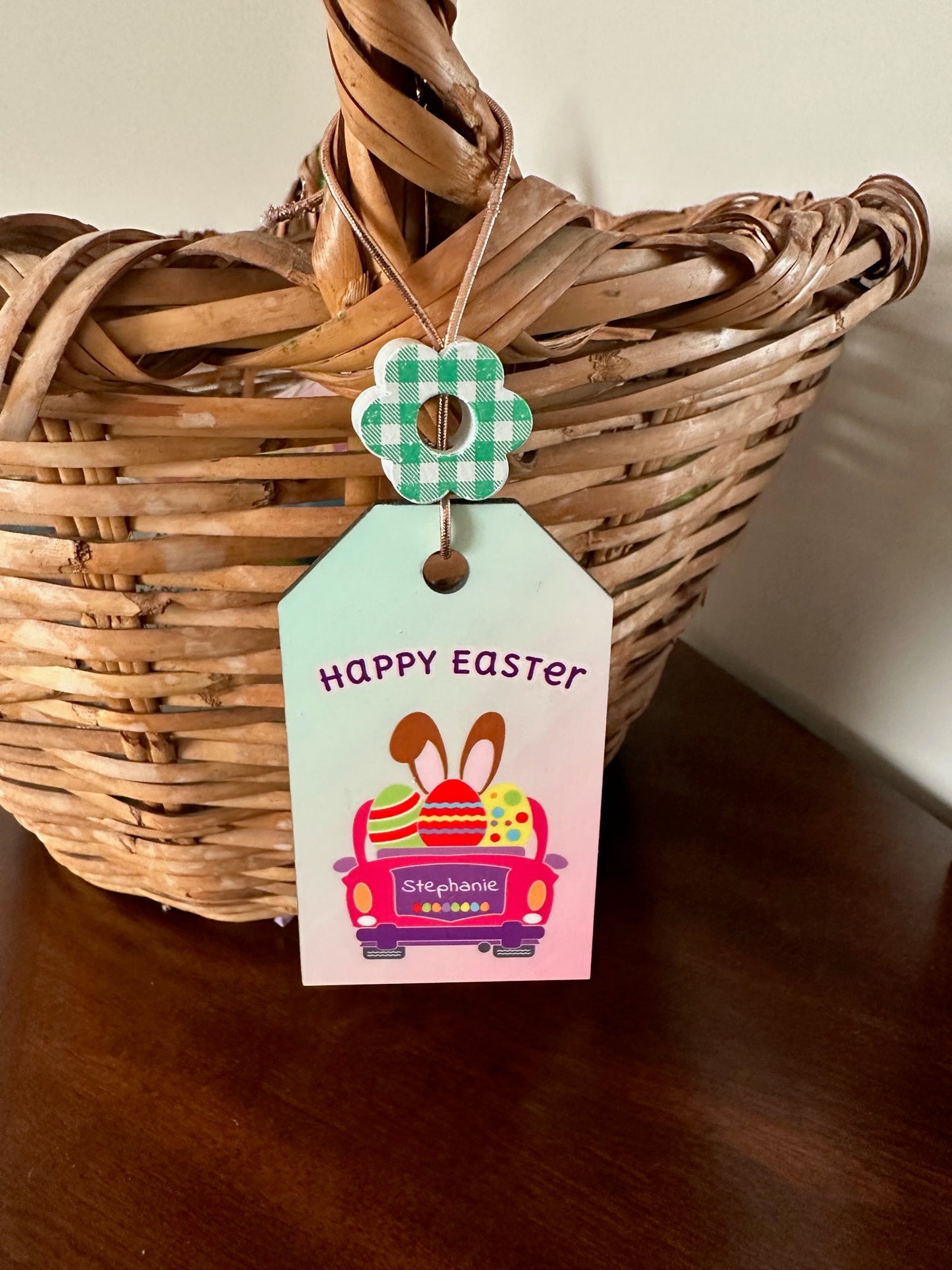 Easter Name Tag, Easter Tree, Reusable Basket Tag, Bunny Ornament